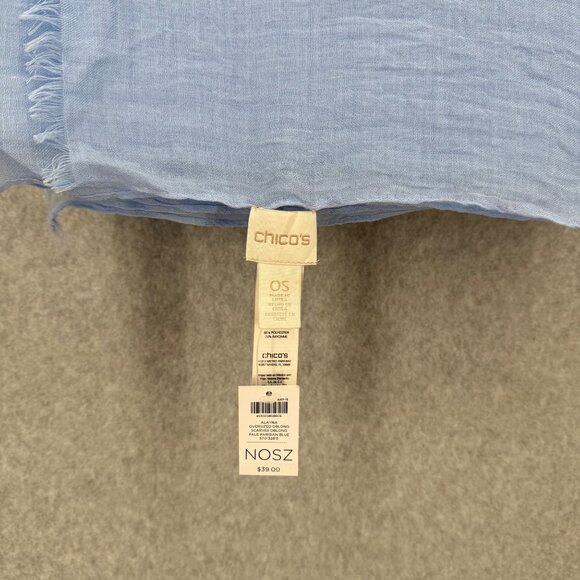 Chicos Alayna Oversized Blanket Oblong Scarf Pale Parisian Blue Lightweight NEW - Picture 4 of 10